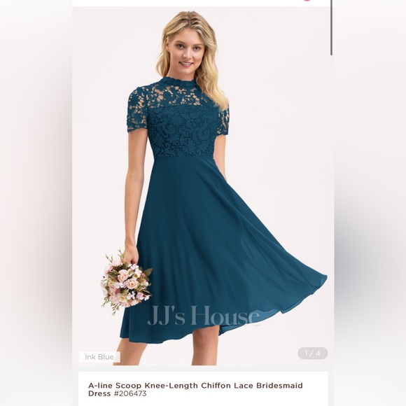 JJs House | Dresses | Jjs House Aline Scoop Knee Length Chiffon Lace ...